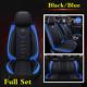 Black/Blue Leather 6D Surrounded Full Set Car Seat Cover Interior Accessories