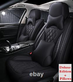 Black Deluxe Edition Car Seat Cover 5-seats Cushion PU Leather For 4-Door Sedan