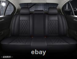 Black Deluxe Edition Car Seat Cover 5-seats Cushion PU Leather For 4-Door Sedan