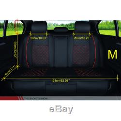 Black/Red Car 5-Seats SUV PU Leather Seat Cover Front+Rear withNeck Lumbar Pillow