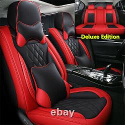 Black/Red Luxury PU Leather Seat Mat Four Seasons Universal Car Seat Cover Pad