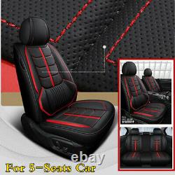 Black/Red PU Leather 5-Seats Car Seat Cover Cushion For Interior Accessories