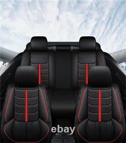 Black/Red PU Leather 5-Seats Car Seat Cover Cushion For Interior Accessories