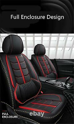 Black/Red PU Leather 5-Seats Car Seat Cover Cushion For Interior Accessories