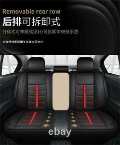 Black/Red PU Leather 5-Seats Car Seat Cover Cushion For Interior Accessories