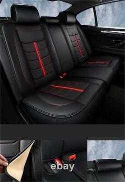 Black/Red PU Leather 5-Seats Car Seat Cover Cushion For Interior Accessories