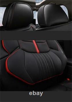 Black/Red PU Leather 5-Seats Car Seat Cover Cushion For Interior Accessories