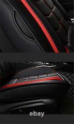 Black/Red PU Leather 5-Seats Car Seat Cover Cushion For Interior Accessories