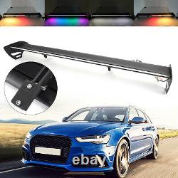 Black Universal Hatch Aluminum Rear Trunk Wing Racing Spoiler With LED Light T3