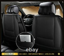 Black/White PU Leather Front & Rear Full Set Car Seat Cover Cushion Protectors