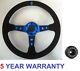 Blue Deep Suede Race Drift Steering Wheel & Boss Kit For Renault Clio Mk1 Mk2