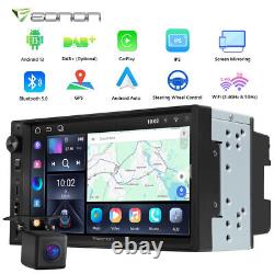 CAM+Android 13 Double DIN Car Stereo Radio 7 Touch Screen GPS CarPlay RDS Audio