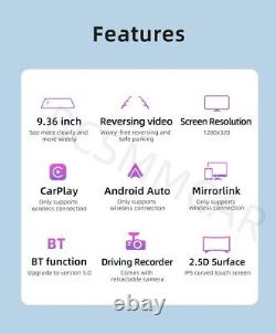 Car 9.36in Touch Screen Video Recorder Rear View Camera Mirror DVR Dash Cam BT