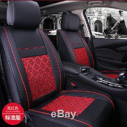 Car Breathable PU Leather&Mess Fabric 5-Seat Cover Front Rear Portector Cushion