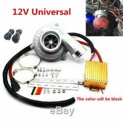 Car Electric Turbocharger Supercharger Kit Thrust Fuel Saver Air Filter Intake &