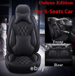 Car SUV Seat Covers Deluxe PU leather 5-Seats Front+Rear Cushions With Pillows