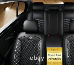 Car Seat Covers For Auto SUV Truck Front & Rear Black White PU Leather Universal