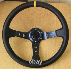Deep Dish Sports Steering Wheel 350mm Drifting Rally Racing Black PVC Leather