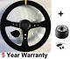 Deep Dish Suede Race Drift Steering Wheel & Boss Kit For Renault Clio Mk1 Mk2