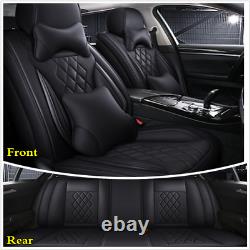 Deluxe Edition All Black PU Leather Car Seat Cover Cushion Interior Accessories