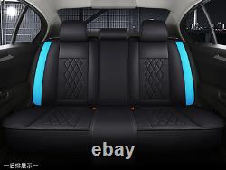 Deluxe Edition Black/Blue Leather Car Full Set Seat Cover Interior Accessories