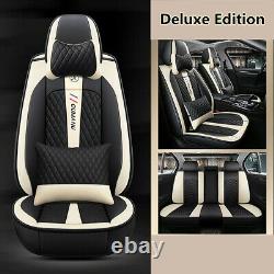 Deluxe Edition Full Set Seat Covers PU Leather Seat Cushion Fit For 5-Seats Car