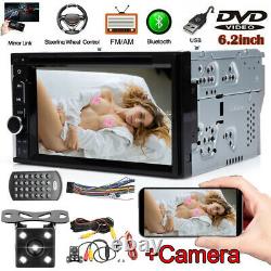 Double 2DIN HD 6.2in Touch Car DVD CD Player Stereo Radio Compatibility + Camera