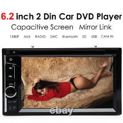 Double 2DIN HD 6.2in Touch Car DVD CD Player Stereo Radio Compatibility + Camera