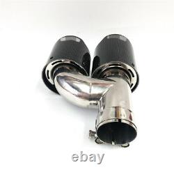 Dual Pipe H Style Carbon Fiber steel Car SUV Exhaust Pipe Tail Muffler Tip -New