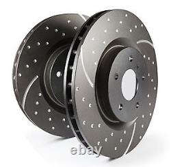 EBC SPORT BRAKE DISCS TURBO Groove Black Front Axle gd1183 for Renault Megane