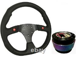 F1 BLACK Sports Steering Wheel + NEO CHROME BN Quick Release boss