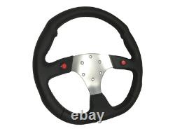 F1 CHROME Sports Steering Wheel + Quick Release boss 42BK BLACK