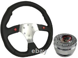 F1 CHROME Sports Steering Wheel + Quick Release boss B30 fits RENAULT