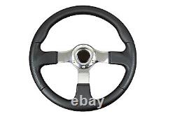 F2 CHROME Sports Steering Wheel + NEO CHROME Quick Release boss BN BLACK