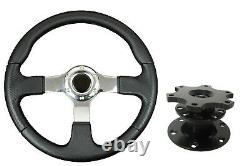 F2 CHROME Sports Steering Wheel + Quick Release boss 42BK fits RENAULT