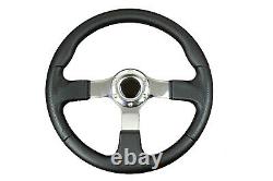 F2 CHROME Sports Steering Wheel + Quick Release boss 42BK fits RENAULT