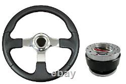 F2 CHROME Sports Steering Wheel + Quick Release boss B29 for RENAULT