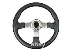 F2 CHROME Sports Steering Wheel + Quick Release boss B30 for RENAULT