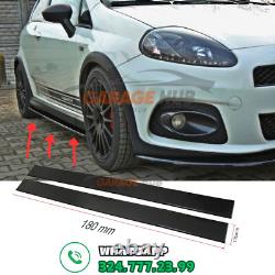 FIAT GRANDE PUNTO EVO ABARTH 500 500X GLOSS BLACK FLAT SKIRTS / 3pcs BLACK