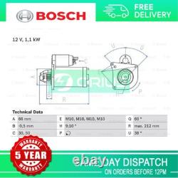 Fits Renault Megane Clio Kangoo Laguna + Other Models Bosch Starter Motor #1