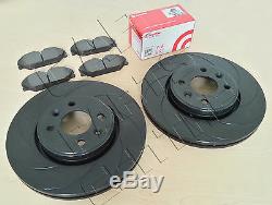 For Clio Sport 172 182 Front Black 12 Grooved Performance Brake Discs Brembo Pad