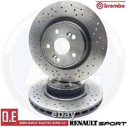 For Renault Clio 197 200 Megane Sport 225 Front Drilled Brake Discs Brembo Pads