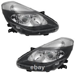 For Renault Clio 3 III BR CR 2009- Headlight Black Clear Glass Left + Right