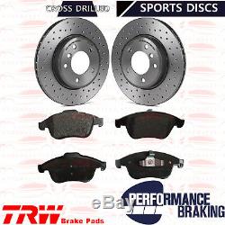 For Renault Clio Sport 1.6 Trophy Rs 200 220 Front Drilled Brake Discs Trw Pads