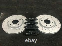 For Renault Clio Sport 172 182 Front Drilled Grooved Brake Discs & Brembo Pads