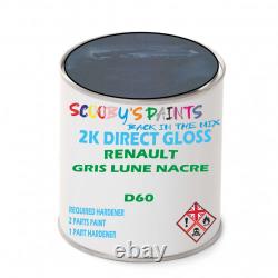 For Renault Clio Sport Gris Lune Nacre D60 2K Paint Cellulose Basecoat Neat Rfu