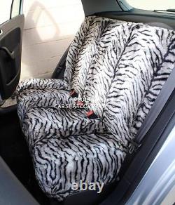 For Renault Clio Sport Tourer GREY TIGER Faux Fur Car Seat Covers -Full Set