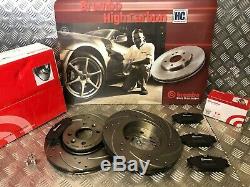 Front Brembo Drilled & Grooved Brake Discs & Pads Fit Renault Clio Sport 172 182
