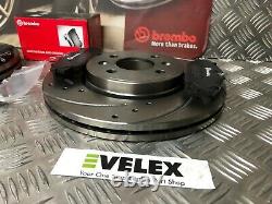 Front Drilled & Grooved Brake Discs & Brembo Pads Fit Renault Clio Sport 172 182