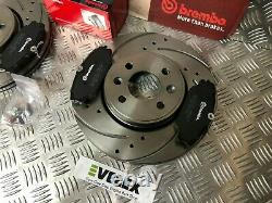 Front Drilled & Grooved Brake Discs & Brembo Pads Fit Renault Clio Sport 172 182